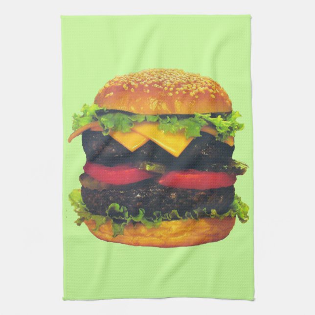 Double Deluxe Hamburger with Cheese Tea Towel (Vertical)
