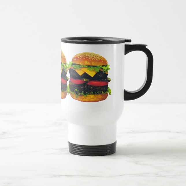 Double Deluxe Hamburger with Cheese Travel Mug (Right)