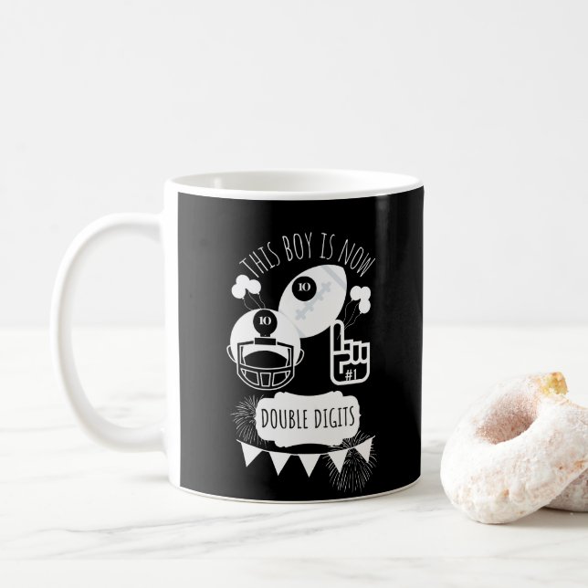 Double Digit 10th Happy Birthday Boy Baseball Coffee Mug (With Donut)