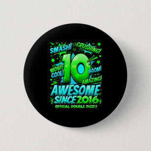 Double Digits 10 Year Old Boys 10th Birthday Boy 6 Cm Round Badge