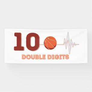 Double Digits 10 Years Old Birthday Boy Basketball Banner