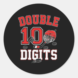 Double Digits 10th Birthday 10 Year Old Boy Hockey Classic Round Sticker