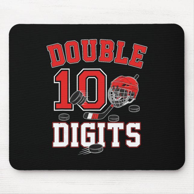 Double Digits 10th Birthday 10 Year Old Boy Hockey Mouse Pad (Front)