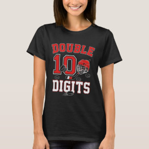 Double Digits 10th Birthday 10 Year Old Boy Hockey T-Shirt