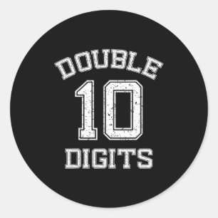 Double Digits 10th Birthday 10 Year Old Classic Round Sticker