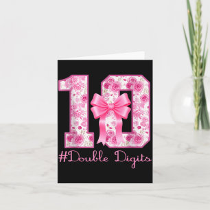 Double Digits 10th Birthday Girl Nk Coquette Bow 1 Card