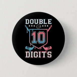 Double Digits 10th Birthday Hockey Drip Boys 10 Ye 6 Cm Round Badge
