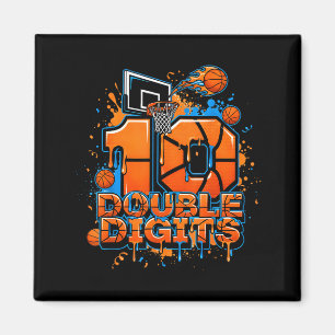 Double Digits Birthday 10 Year Old Boy Basketball Magnet
