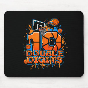 Double Digits Birthday 10 Year Old Boy Basketball Mouse Pad