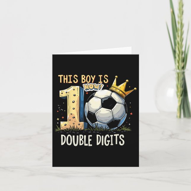 Double Digits Birthday 10th Years Old Boys Footbal Card (Front)