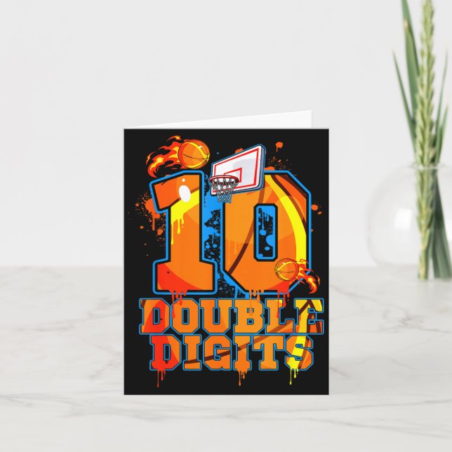 Double digits birthday boy basketball 10 year old card (Front)