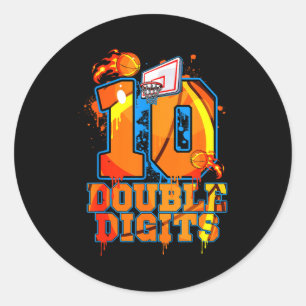 Double digits birthday boy basketball 10 year old classic round sticker