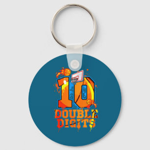Double digits birthday boy basketball 10 year old key ring