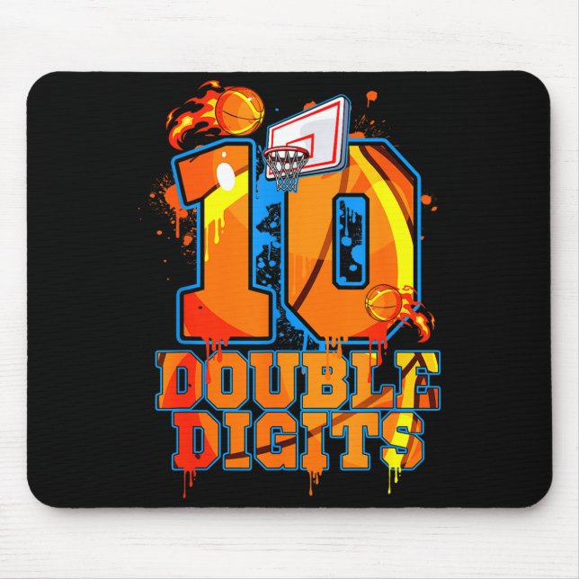 Double digits birthday boy basketball 10 year old mouse pad (Front)