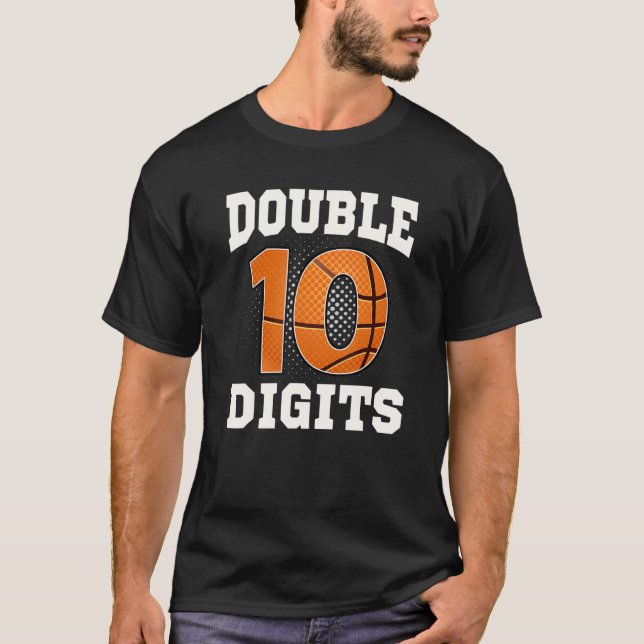 Double Digits Birthday Decorations Boy 10 Basketba T-Shirt (Front)