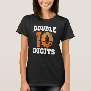 Double Digits Birthday Decorations Boy 10 Basketba T-Shirt