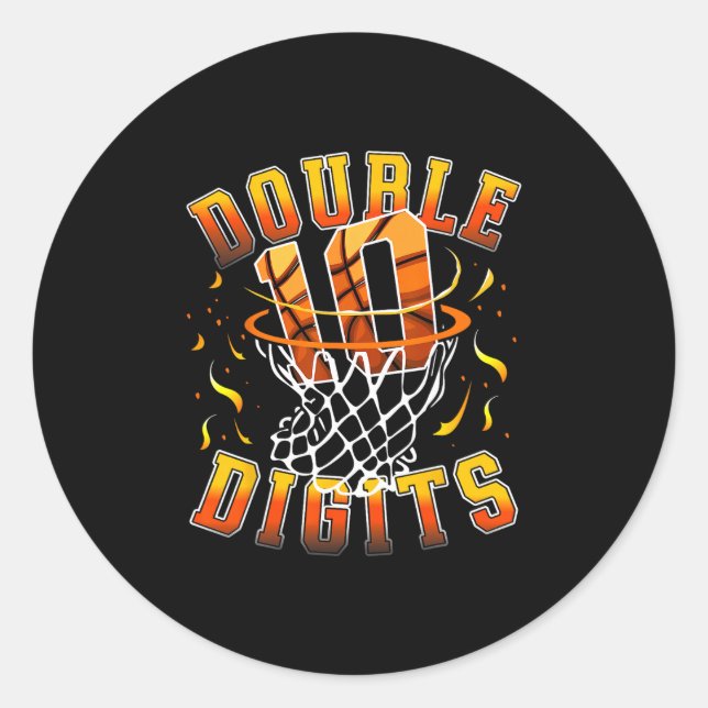Double Digits Birthday Decorations Boy 10 Sketll 1 Classic Round Sticker (Front)