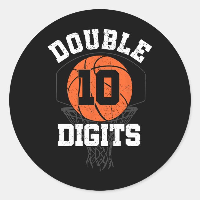 Double Digits Birthday Decorations Boy 10th Bysket Classic Round Sticker (Front)