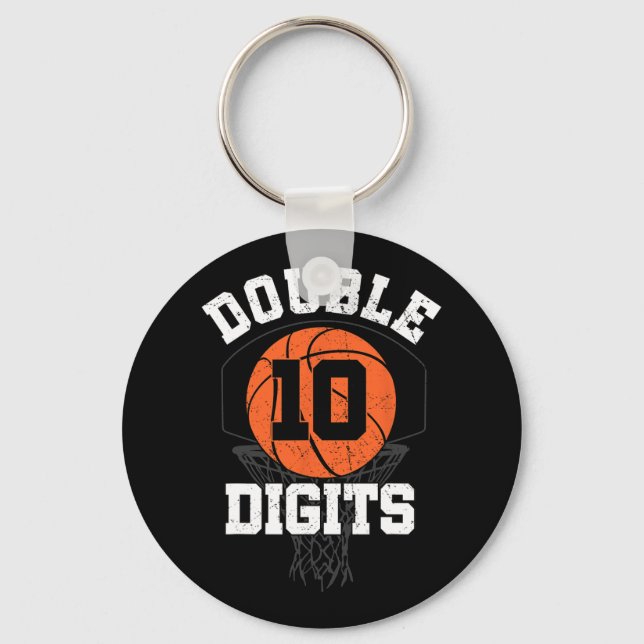 Double Digits Birthday Decorations Boy 10th Bysket Key Ring (Front)