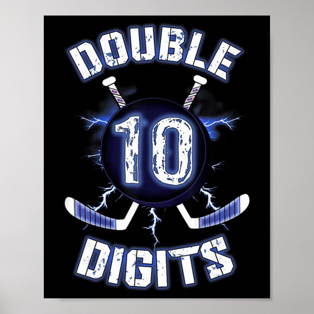 Double Digits Birthday Decorations Ice Hockey 10th (Front)