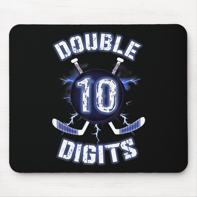 Double Digits Birthday Decorations Ice Hockey 10th Mouse Pad (Front)