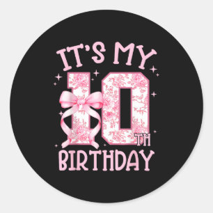 Double Digits Birthday Girl 10th Birthday Coquette Classic Round Sticker