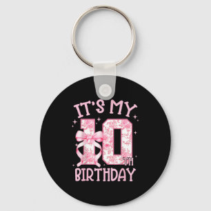 Double Digits Birthday Girl 10th Birthday Coquette Key Ring