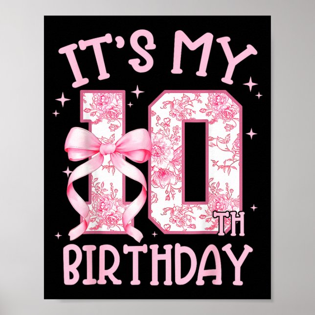 Double Digits Birthday Girl 10th Birthday Coquette Poster (Front)