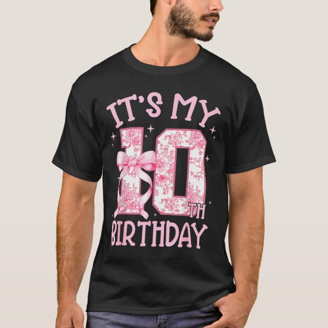 Double Digits Birthday Girl 10th Birthday Coquette T-Shirt (Front)