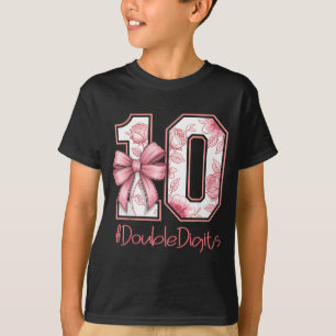 Double Digits Birthday Girl 10th Nk Coquette Bow F T-Shirt