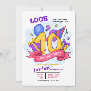 Double Digits Birthday Invitation