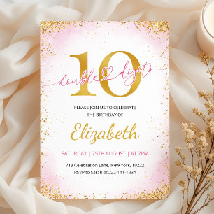 Double Digits Girl 10th Birthday  Invitation