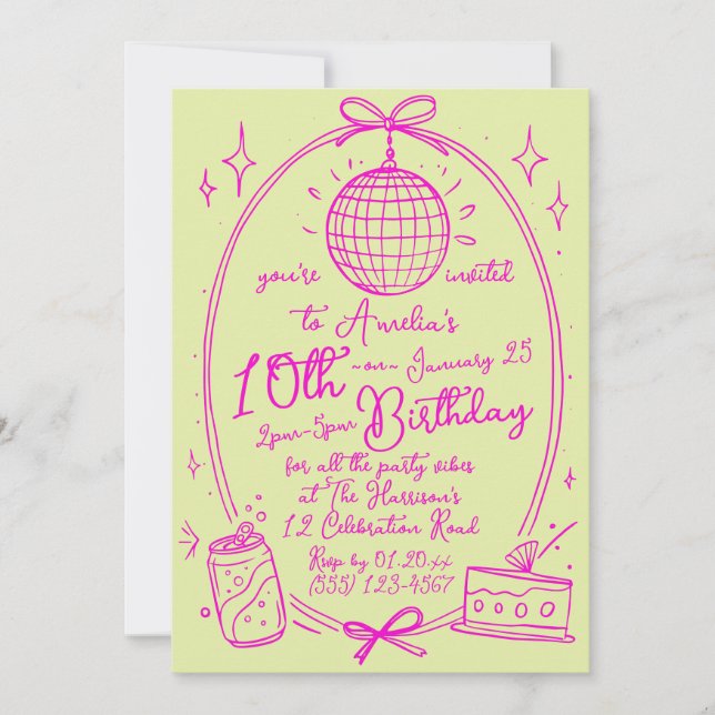 Double Digits Girl Party 10th Birthday  Invitation (Front)