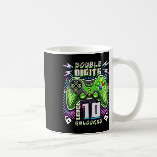 Double Digits Level 10 Unlocked Video Game 10th Bi Coffee Mug (Right)