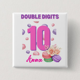 Double Digits Macaroon Teenager Birthday Girl 15 Cm Square Badge