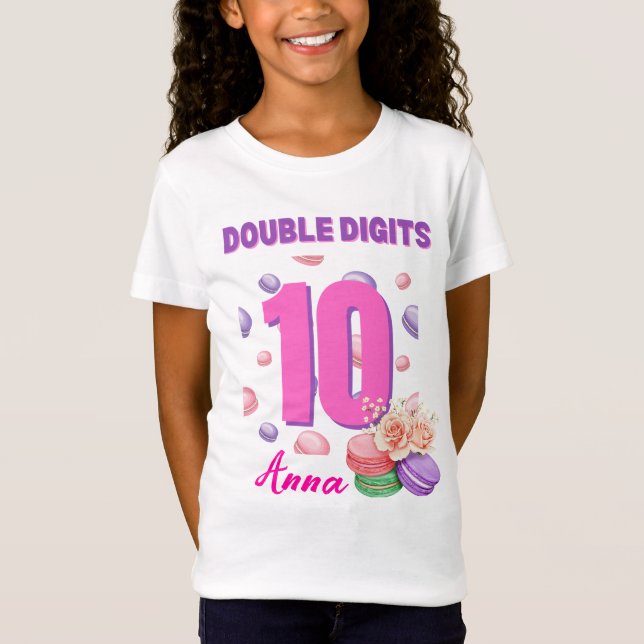 Double Digits Macaroon Teenager Birthday Girl  T-Shirt (Front)