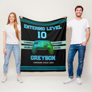 Double digits! Perfect Ten Year old Birthday  Flee Fleece Blanket