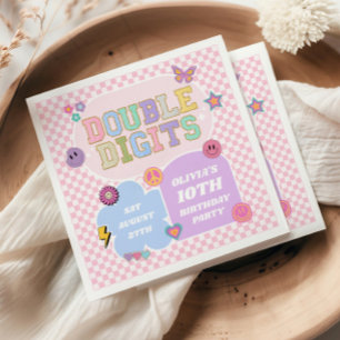 Double Digits Preppy Patch 10th Birthday Party Napkin