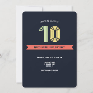 Double Digits Retro Invitation