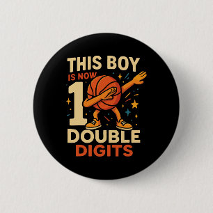 Double Digits Sketll Birthday Boy 10 Year Celebrat 6 Cm Round Badge