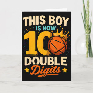 Double Digits Sketll Birthday Boy 10 Year Celebrat Card