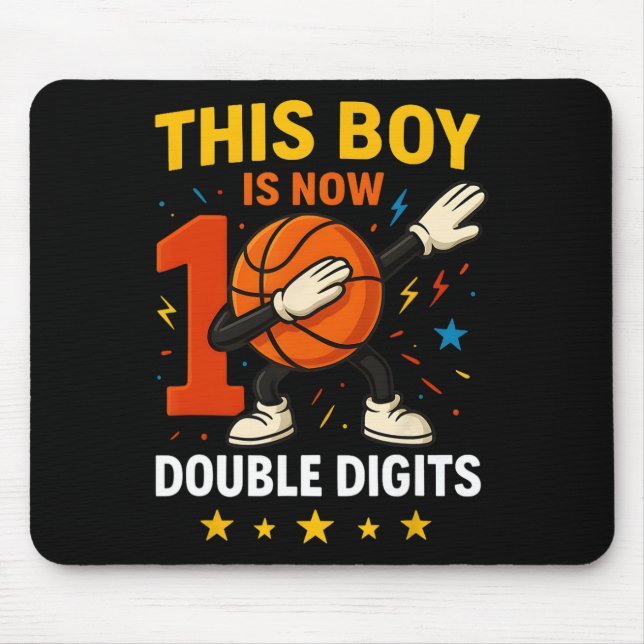 Double Digits Sketll Birthday Boy 10 Year Dabbing  Mouse Pad (Front)