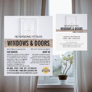 Double Doors, Window & Door Fitter Company Business Card