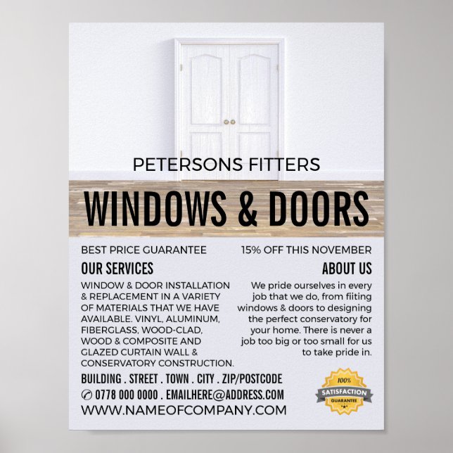 Double Doors, Window & Door Fitter Company Poster (Front)