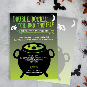 'Double, double toil & trouble' Halloween invite