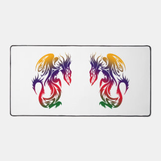 Double Dragons Colourful Tattoo Style Artwork Desk Mat