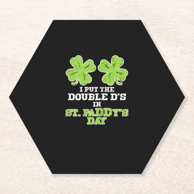 Double Ds On St Paddys Day Shamrock Funny Patricks Paper Coaster (Front)