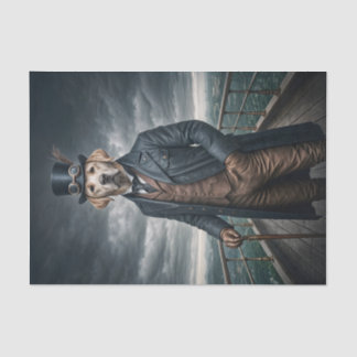 Double Elegant Victorian Steampunk Lab Dog Art Tissue Paper