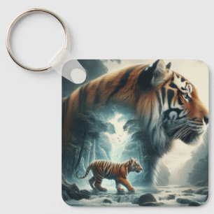 Double exposure Bengal tiger Key Ring