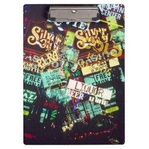 Double exposure, casino signs, Las Vegas, Clipboard